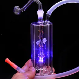 LED Glow Hoishahs DAB Oil Rig Handcraft Szkło Palenie Rury Lights Bongs Hookah Tobacco Ash Bowl Portable Shisha Oil PerColater Bubbler Pipes Water Set Hurt