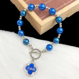 Charm Bracelets Hand Made Elastic Zeta Phi Beta 1920 Z Lucky Clover Letter Logo Bracelet Jewelry