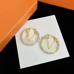 2022 Designer Stud Gold Hoop Earrings Lady Women Party Set Auger Earring Wedding Lovers Gift Engagement Jewelry For Bride