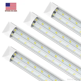 8ft LED Shop Light Fixture, Linkable 6000K Daylight White Tube Light, High Output, Double Sided V Shape T8 Integrated 8 Foot Led Bulbs for Garage,Warehouse,Clear Lens