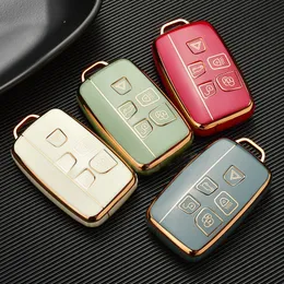 Car Remote Key Case TPU Keys Cover For Land Rover Range Rovers Evoque Sport Freelander Discovery Velar Jaguar XE XF XJ Plating Gold Edge Soft Vehicle Key Shell