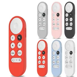 Silikonväska för Chromecast Google TV-fjärrkontroller Stockt skyddande skydd Alexa Röst Remote 3rd Gen 2021 Färgrik