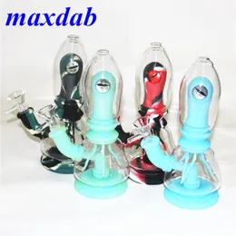 7.8'' eye design Silicone Water Pipe hookah Mini smoking Beaker Bong unbreakable Oil Rig bubble with 14mm Glass Bowl quartz banger ash catcher