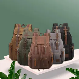 Vintage Canvas Ryggsäckar Män och Kvinnor Väskor Resor Studenter Casual för vandringsledning Camping Ryggsäck Mochila Masculina K726