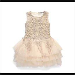 Summer Lace Vest Baby Princess 37 Age Chlidren Clothes Kids Party Costume Ball Gown Beige Rqvig Abiti per ragazze Anl0Y