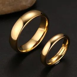 Alyanslar 1 PCS Moda% 100 Tungsten Karbür 4mm/6mm genişliğinde altın rengi kadın ve erkek mücevher