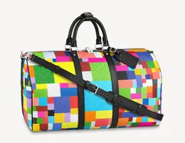 Designer-Reisetasche, 50 cm, hochwertiges Leder, bunt, großes Fassungsvermögen, Sporttasche, Reisetasche, Wochenendtaschen, Geldbörse
