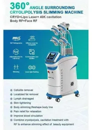 جديد وصول متعددة الوظائف cryo التخسيس 360 التشميلي 4 مقابض العمل معا cryolipolysis + التجويف + rf + lipolaser إزالة الذقن مزدوجة الطرافة 5 مقبض آلة