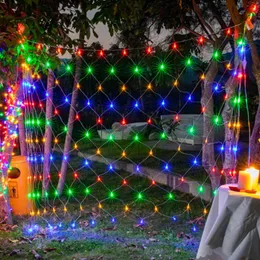 Strängar 3m 320 LED Net Mesh Fairy String Light Christmas Garland Window Curtain Wedding Party Holiday Tree Bushes Dekorerade