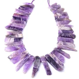 Top Drilled Slice Natural Amethysts Crystals Quartz Stick Loose Beads Slab Point Pendant Necklace Jewelry Making 5-8x20-48mm