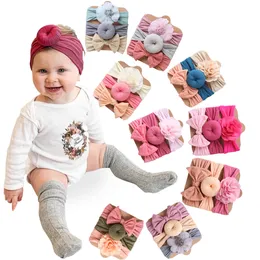 Solid Nylon Nyfödd Baby Boy Girl Headband Elastic Flower Hair Bands Sweet Donuts Headwraps Fashion Kids Headdress