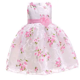 2021夏の花の女の子のドレス誕生日ピンクの赤ちゃんの王女のドレス子供女の子の結婚式の十代の若者たちの服パーティーvestidos Infantis G1129