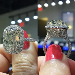 Anéis de casamento Huitan Eternity Mulheres com grande geométrica de cristal de cristal cúbica