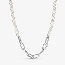 100% 925 Sterling Silver naszyjnik z pereł hodowlanych słodkowodnych moda damska biżuteria ślubna zaręczynowa akcesoria na prezent