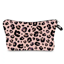 Vattentålig sminkväska Skriva ut leopard kosmetisk väska Organizerväska Kvinnor Multifunktionskötselpåsar