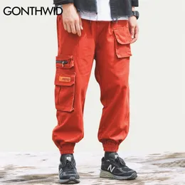 Gonthwid Side Reißverschluss Taschen Ladung Harem Jogger Hosen Männer Hip Hop Beiläufige Jogginghosen Streetwear Harajuku Mode Hose 210715