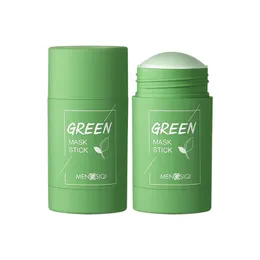 Green Tea Cleaning Eggplant Purifying Clay Stick Solid Mask Oil Control Anti-Acne Mud Cream Beauty Facial Skin Care