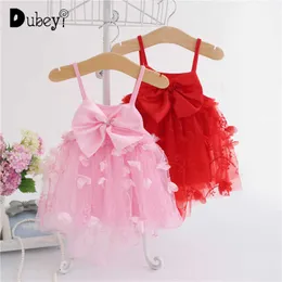 1 Rok Dziewczyna Baby Birthday Dress Infant Toddler Princess First Party Red Pink 210529