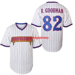 #82 Richie Goodman Plain Hip Hop Giyim Hipster Beyzbol Giyim Düğmesi Aşağı Gömlekler Spor Üniformaları Erkek Jersey S-XXXL