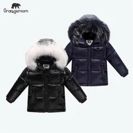 Black winter jaqueta parka para meninos casacos 90% para baixo meninas jaquetas crianças roupas de neve desgaste crianças outerwear menino roupas 211203