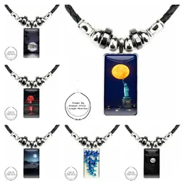 Pendant Necklaces Full Moon Glass Necklace Handmade Half Rectangle Replacement For Schoolgirl Maxi