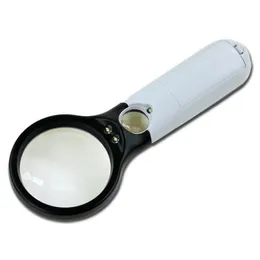 4×60mm 45倍22mm顕微鏡手持ち型の照明宝石類の手助けガラス3つのLED UVライト光学眼鏡ルーペ