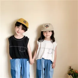 Summer Arrival Girls Fashion Cotton Vest Kids Korean Deisgn s Children 210528