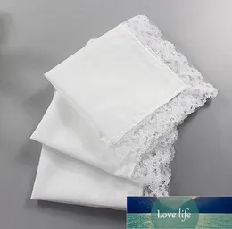 Pure White Hankerchiefs with Lace Plain DIY Print Draw Hankies Cotton Handkerchiefs Pocket Square 23*25 cm Factory price expert design Quality Latest Style Original