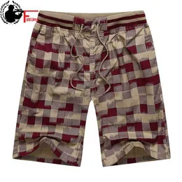 Bermuda manlig sommar elastisk midja männen plaid shorts klassisk design breeches bomull avslappnad strand kort byxor stor storlek 44 210622