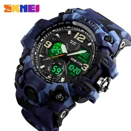 SKMEI 1155B Mężczyźni Cyfrowy Zegarek Sportowy Analogowy LED Elektroniczny Mężczyzna Zegar Wodoodporne Wojskowe Wristwatches Relogio Masculino X0524