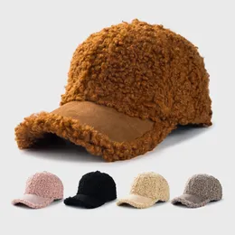 Ny baseballmössa Kvinnor Winter Wool Fashion Plush Hat Warm Flat Cap Tide