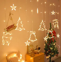 Boże narodzenie girlanda świetlna dekoracja kurtyna LED dzwonek drzewo ełk wisiorki bajki odkryty kryty strona główna sypialnia dekoracje ścienne 3,5 metra