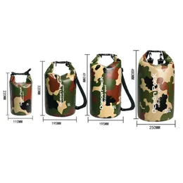 Bolsas ao ar livre camuflando bolsa seca à prova d'água mergulho durável acampamento flutuante na mochila de mochila esportes de rafting saco de surf 2-30L