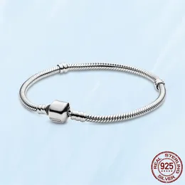s925 Silver Charm Armband För Kvinnor Passar Pandora Beads Classic Basic Snake Chain Armband Lady Present Med Originalkartong