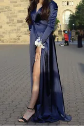 Navy Blue Long Sleeves Prom Dresses High Quality Side Split Event Wear Party Gowns For Teens Tailor Made Plus Size Available
