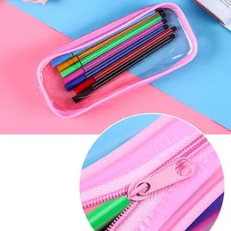 Astuccio trasparente in plastica morbida Astuccio per penne trasparente in PVC per studenti Borsa trasparente