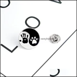 Pins, Brooches Jewelry Paw Print Pins Cat Dog Footprints Love Heart Cute Badges Bag Clothes Accessories Enamel For Friends Gifts Drop Delive