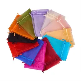 100Pcs/lot Jewelry Bag Organza Gift Bags Reuseable Packing Drawstring Pouches Earring Package for Christmas Baby Shower