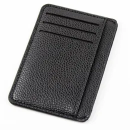 Wallets Men Card Holder PU Leather 6 Cards Slot Ultra-thin Lichee Pattern Wallet NIN668