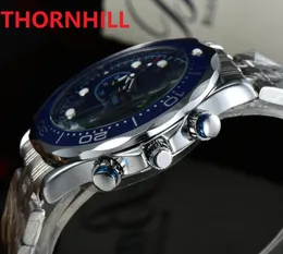 Mens Multi Funcitonal Quartz Watches Stopwatch 42mm full rostfritt stål armbandsur Sapphire Luminous Watch Factor Montre de Lu301f
