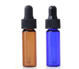 4ml Glass Dropper Bottles Clear Amber Blue Glass Sample Bottle Vials For E Liquid With Black Lids 3000pcs/lot SN3340