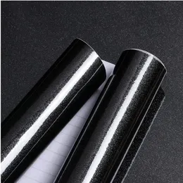 Wallpapers Glossy Black Contact Paper Peel And Stick Wallpaper Self-Adhesive Removable Stickers Decor Kitchen Cabinet Shelf Drawer Liner