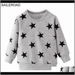 Sweatshirts Kläder Baby Maternity Drop Leverans 2021 Saileroad Fashion Stars Hoodie Baby Hoodies Girls Kids Sweatshirt Pojke Långärmad Tshi