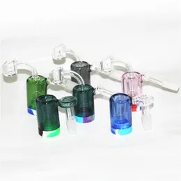 14mm mannelijke Glas Asvangers Waterpijp Bong met Kleurrijke Siliconen Container Reclaimer Dikke Pyrex Asvanger Water Pijpen
