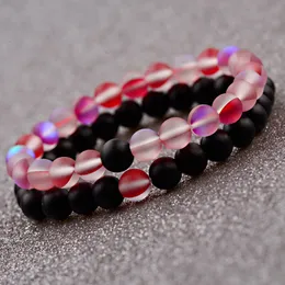 Par Avstånd Armband Lovers Smycken Crystal RedBlack Natural Stone Pärlor Yoga Armband för Kvinna Män