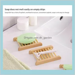 Andra produkter Barware Kitchen Dining Bar Home Garden 100st Natural Bamboo Trays Wholesale Dish Wood Soap Tray Holder Rack Plate Bo