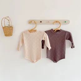 NG INS Quality Baby Rompers Spring Autumn Hollow Knitted Ruffles Collar Jumpsuits Bodysuits 1845 Z2