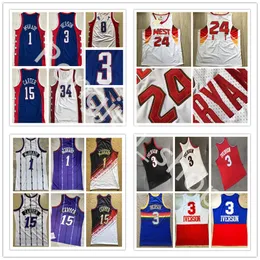 Top Quality Man Authentic Stitched Mitchell och Ness Basketball Jerseys 2003 2004 All Tracy Star 1 McGrady Vince 15 Carter Retro Hardwoods Allen 3 Iverson Jersey