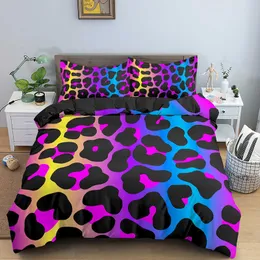 Morden Geometric Psychedelic Leopard Bedding Set King Queen Duvet Cover PillowCase 2 / 3pcs för vuxna sängkläder 210615