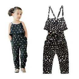 Baby Girl Kombinezon Dziewczyny Jednoczęściowe Ubrania Polki Dot Dzieci Dziewczyna Kombinezony Kid Backless Spodnie Outfit 210413
